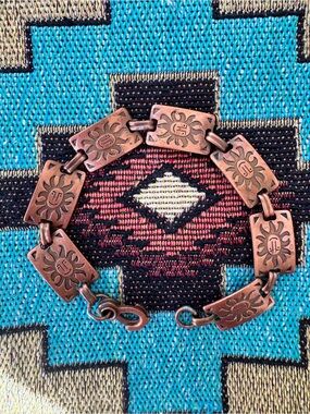 Vintage Solid Copper Sun link bracelet